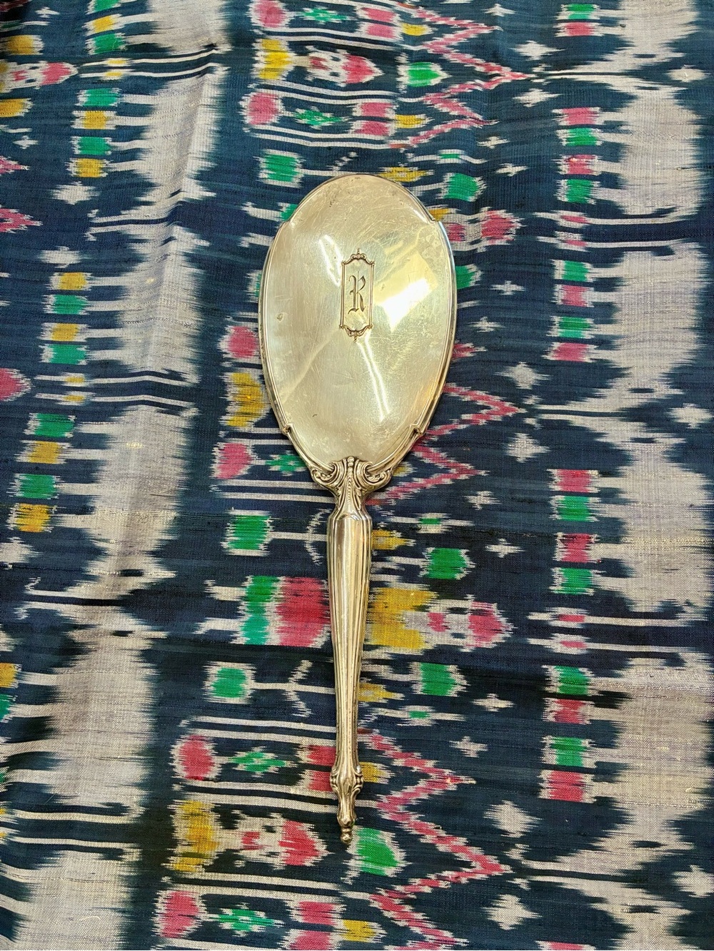 Antique Webster Sterling Silver Hand Mirror. Personalized “R” Monogram
